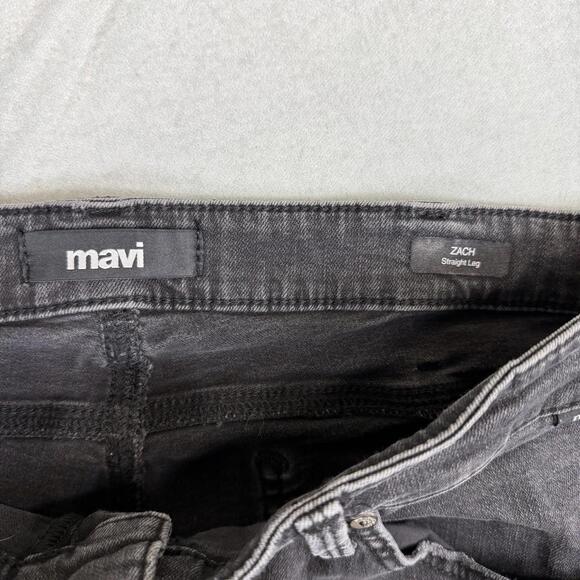 Mavi Zach Jeans Mens 38x30 Black Dark Wash Straight Leg Stretch Denim - Picture 5 of 8